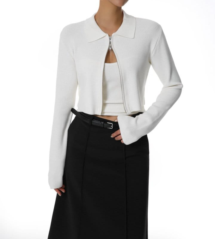Paper Moon - Korean Women Fashion - #womensfashion - Two Way Zipped Detail Cropped Cardigan 