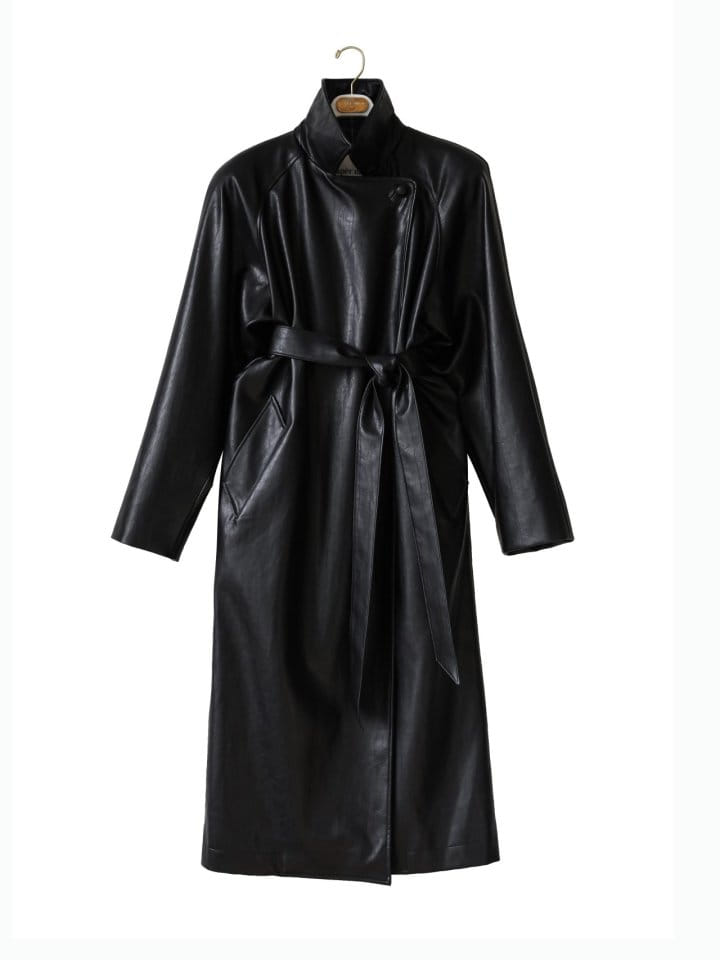 Paper Moon - Korean Women Fashion - #womensfashion - Padded Shoulder Oversized Vegan L Maxi Trench Coat  - 8