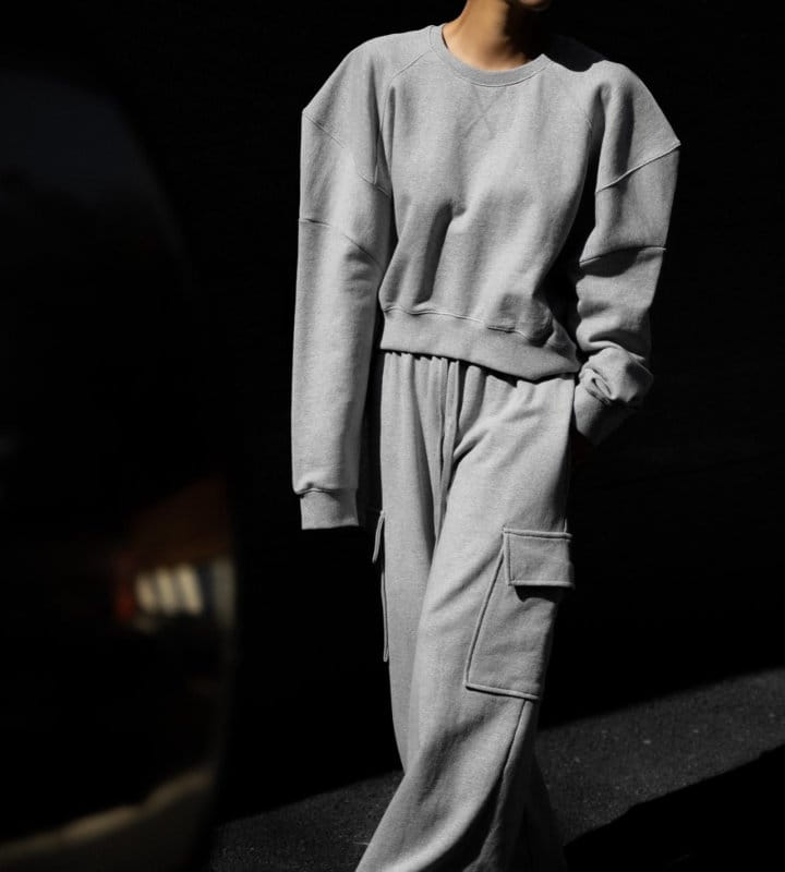 Paper Moon - Korean Women Fashion - #womensfashion - Squared Dropped Shoulder Detail Draping Pattern Sweatshirt