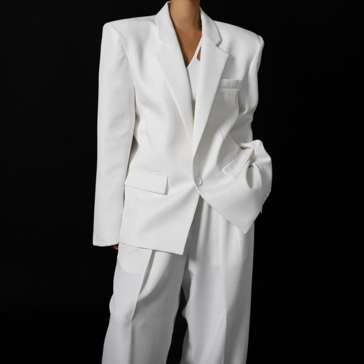 Paper Moon - Korean Women Fashion - #womensfashion - Square Shoulder Oversized Twill Blazer