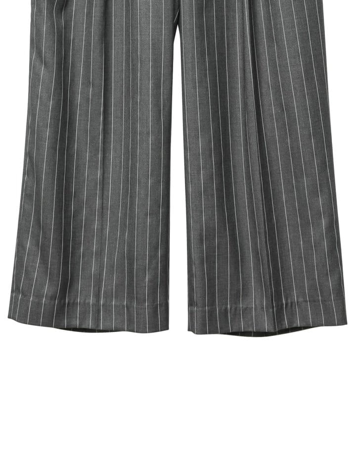 Paper Moon - Korean Women Fashion - #womensfashion - Wide Pin Stripe Set Up Suit Pleated Trousers - 11