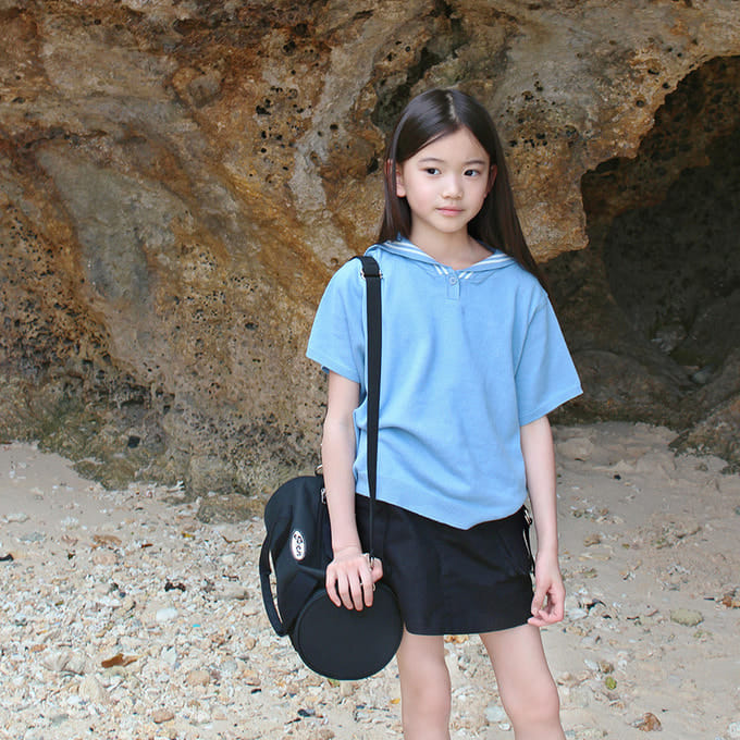 Peach-Cream - Korean Children Fashion - #fashionkids - Sailor Collar Short Sleeve Knit Pullover