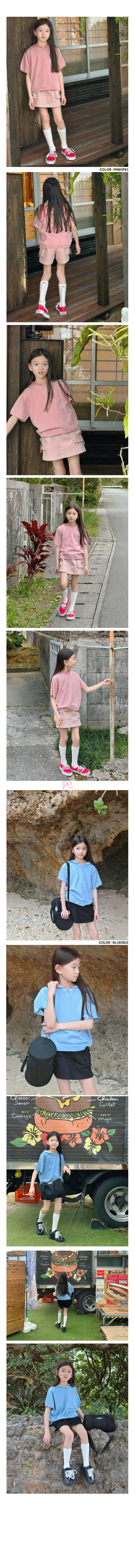 Peach-Cream - Korean Children Fashion - #kidsshorts - Sailor Collar Short Sleeve Knit Pullover - 2