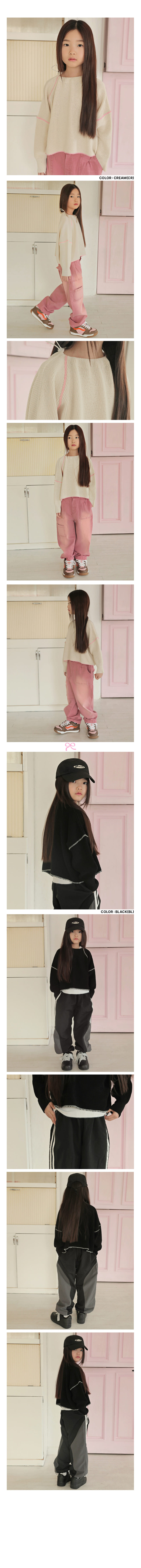 Peach-Cream - Korean Children Fashion - #stylishchildhood - Neck String Crop Knit Full Over - 2