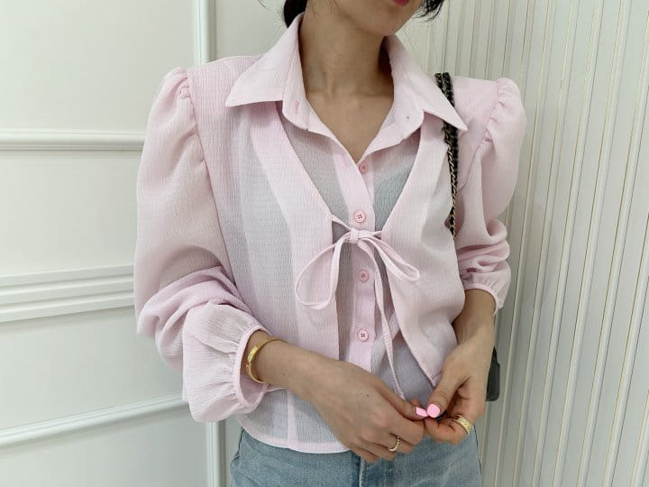 Pearls room - Korean Women Fashion - #womensfashion - Wrap Blouse - 3