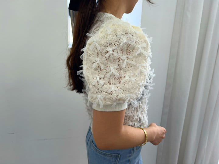 Pearls room - Korean Women Fashion - #momslook - Lace Ribbon Cardigan - 4