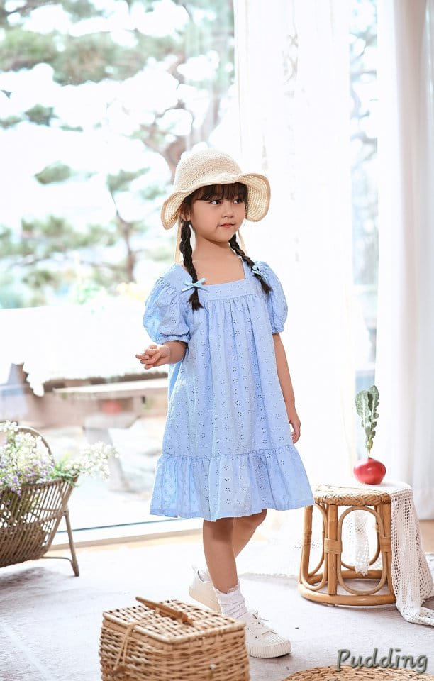 Pudding - Korean Children Fashion - #designkidswear - Washing Embroidery One-Piece - 4