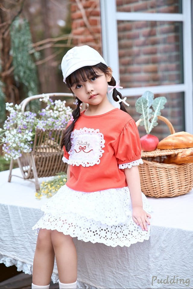 Pudding - Korean Children Fashion - #kidsstore - Embroidery Tee - 2