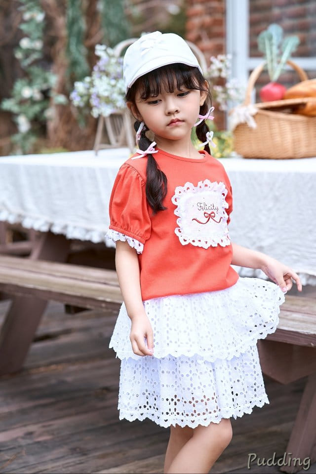 Pudding - Korean Children Fashion - #stylishchildhood - Washing Embroidery Skirt - 6