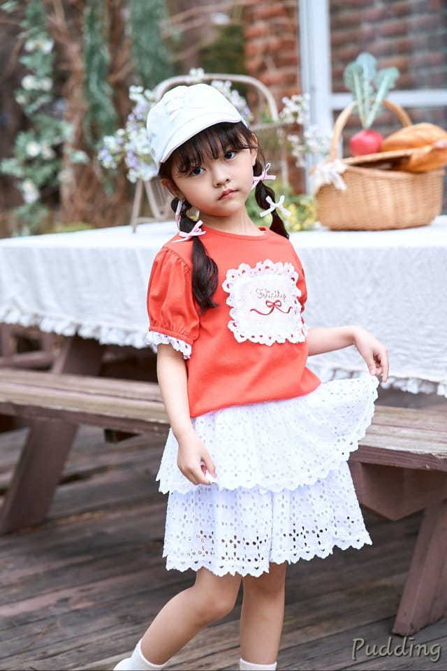 Pudding - Korean Children Fashion - #toddlerclothing - Washing Embroidery Skirt - 5
