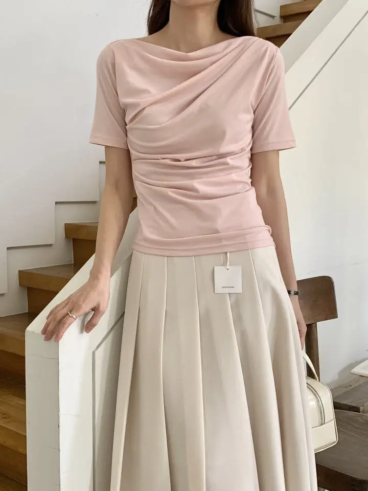 Renouveau - Korean Women Fashion - #womensfashion - Shirring Off Shoulder Tee - 3