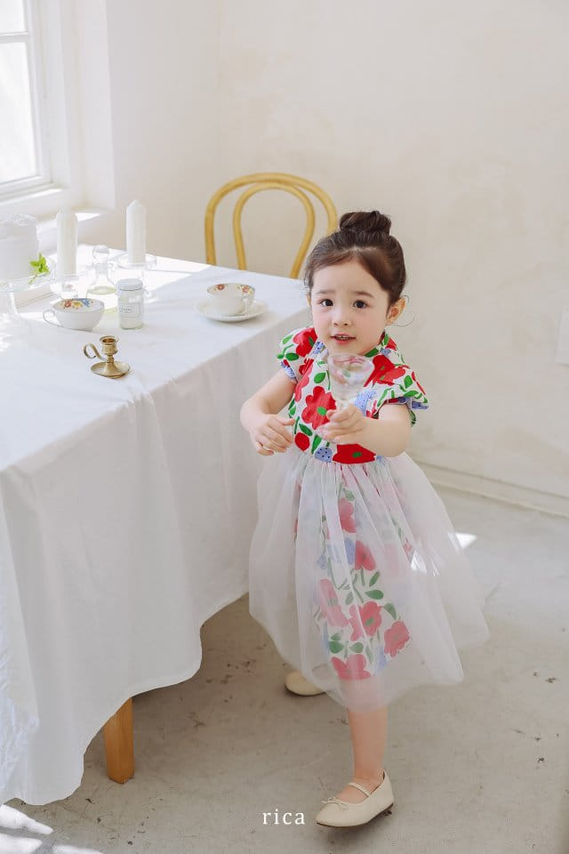Rica - Korean Children Fashion - #childrensboutique - Full Of Flowers One-Piece