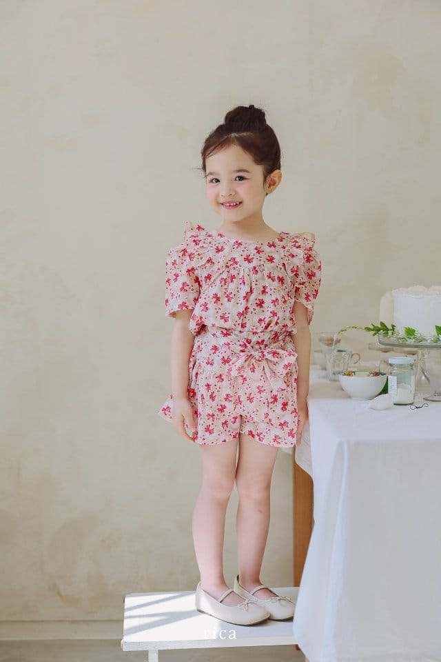 Rica - Korean Children Fashion - #kidzfashiontrend - Heart Ribbon Top Bottom Set - 6