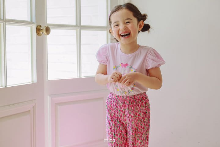 Rica - Korean Children Fashion - #littlefashionista - Flower Wrinkle Pants - 6
