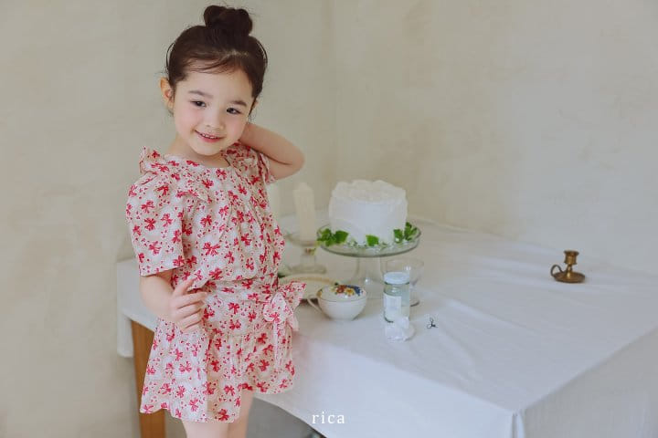 Rica - Korean Children Fashion - #magicofchildhood - Heart Ribbon Top Bottom Set - 9