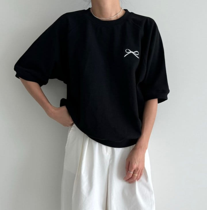 Ripple - Korean Women Fashion - #womensfashion - Ribbon Embroidery Sweatshirt - 4