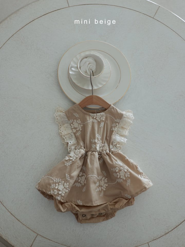 The Beige - Korean Baby Fashion - #babyfashion - Embroidery Skirt Body Suit - 2
