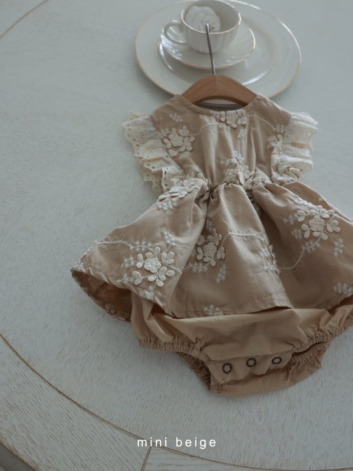 The Beige - Korean Baby Fashion - #babyfever - Embroidery Skirt Body Suit - 3