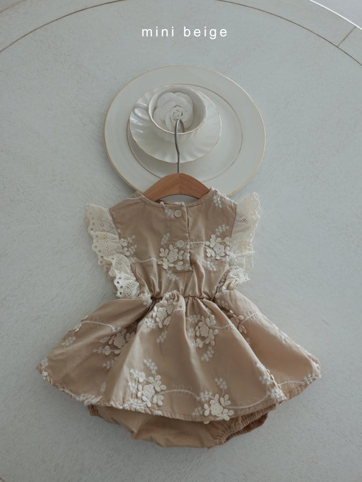The Beige - Korean Baby Fashion - #babyfever - Embroidery Skirt Body Suit - 4