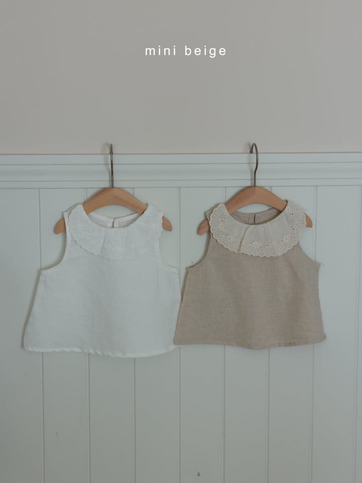 The Beige - Korean Baby Fashion - #babygirlfashion - Linen Collar Blanc
