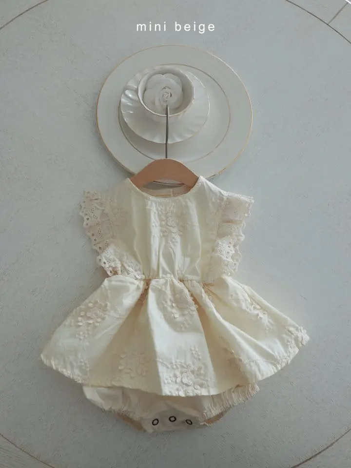 The Beige - Korean Baby Fashion - #babyootd - Embroidery Skirt Body Suit - 7