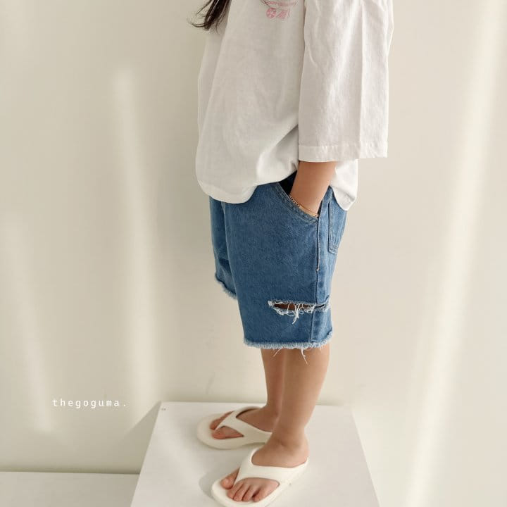 Thegoguma - Korean Children Fashion - #Kfashion4kids - Vintage Half Denim Pants - 3