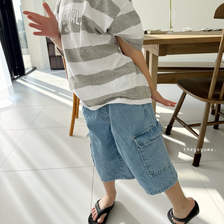 Thegoguma - Korean Children Fashion - #childrensboutique - Gunbbang Denim Cropped Shorts - 10