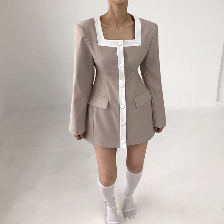Twomoon - Korean Women Fashion - #momslook - Canny Square Jacket One-Piece - 2