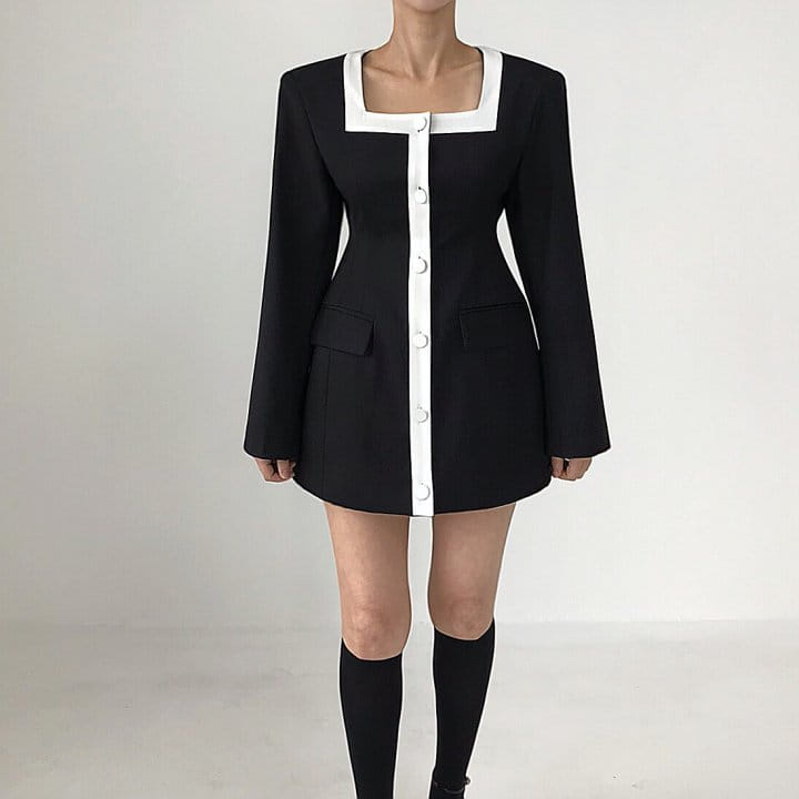 Twomoon - Korean Women Fashion - #momslook - Canny Square Jacket One-Piece - 6
