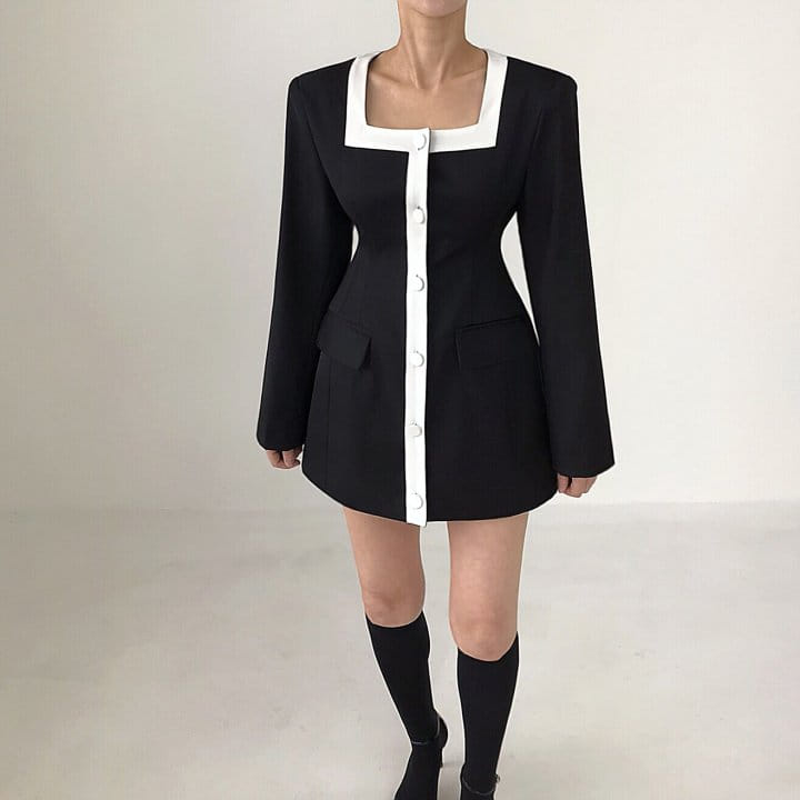 Twomoon - Korean Women Fashion - #momslook - Canny Square Jacket One-Piece - 8