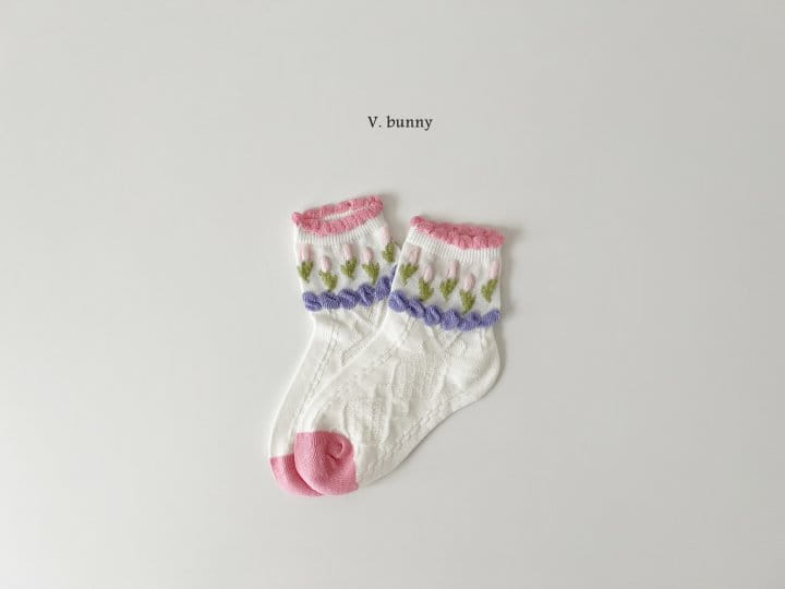 V Bunny - Korean Children Fashion - #Kfashion4kids - Flower Bubble Socks Set - 5