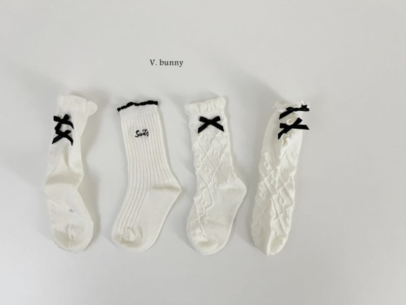 V Bunny - Korean Children Fashion - #childofig - Terry Ribbon Socks Set - 11