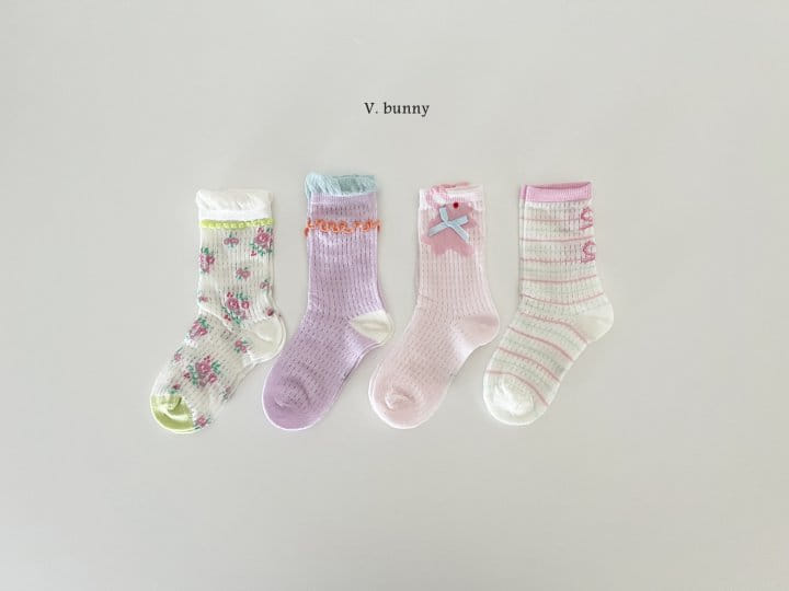 V Bunny - Korean Children Fashion - #childofig - Two Ribbon Socks Set