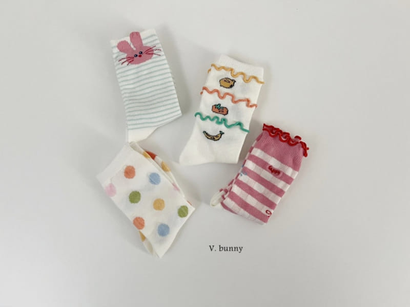 V Bunny - Korean Children Fashion - #childrensboutique - Banana Socks Set - 5