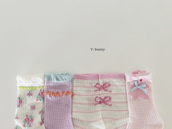 V Bunny - Korean Children Fashion - #childrensboutique - Two Ribbon Socks Set - 2