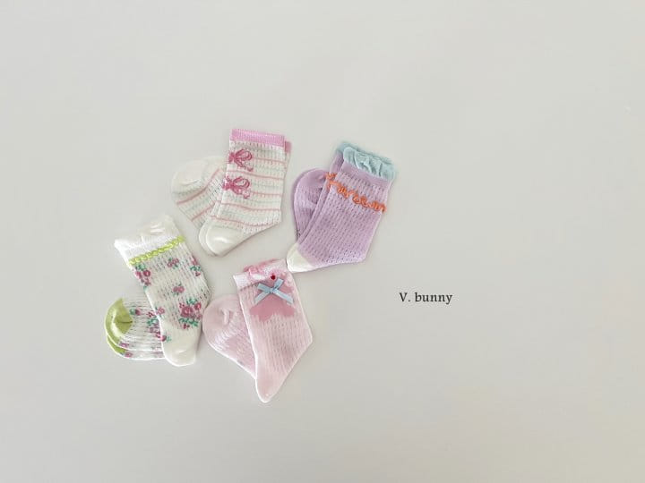 V Bunny - Korean Children Fashion - #designkidswear - Two Ribbon Socks Set - 3