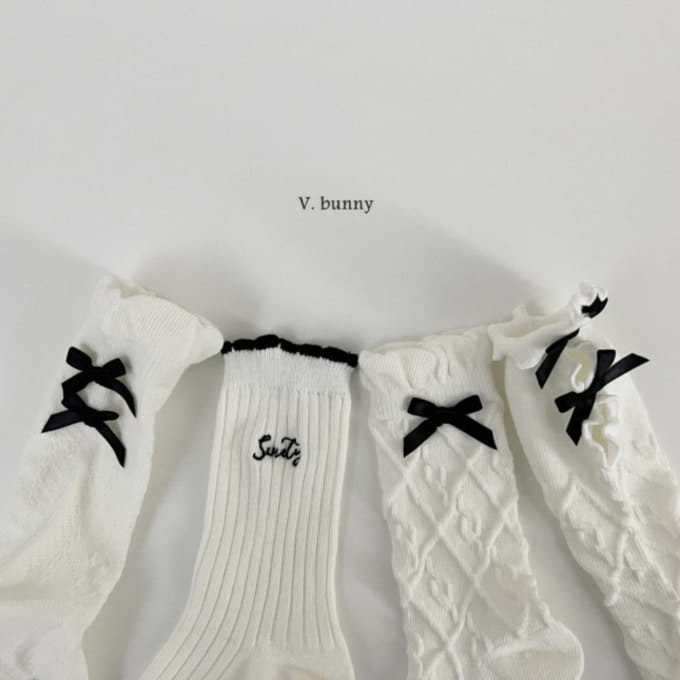 V Bunny - Korean Children Fashion - #discoveringself - Terry Ribbon Socks Set