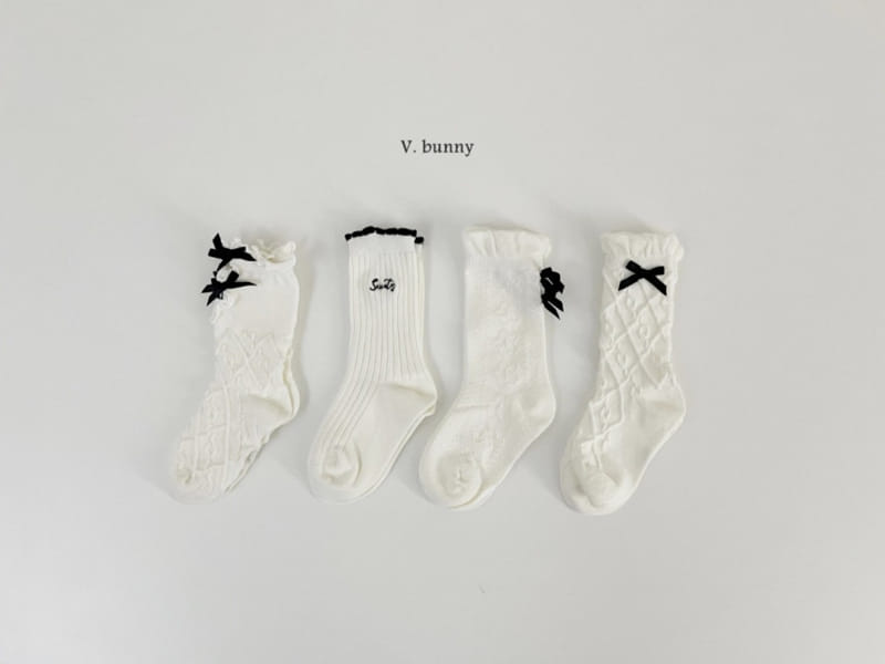 V Bunny - Korean Children Fashion - #fashionkids - Terry Ribbon Socks Set - 2