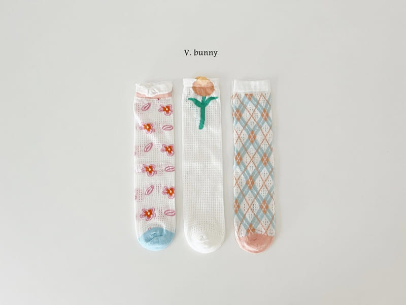 V Bunny - Korean Children Fashion - #fashionkids - One Flower Socks Set