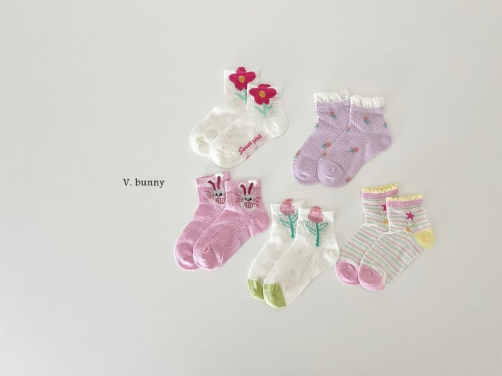 V Bunny - Korean Children Fashion - #fashionkids - Star Flower Socks Set - 2