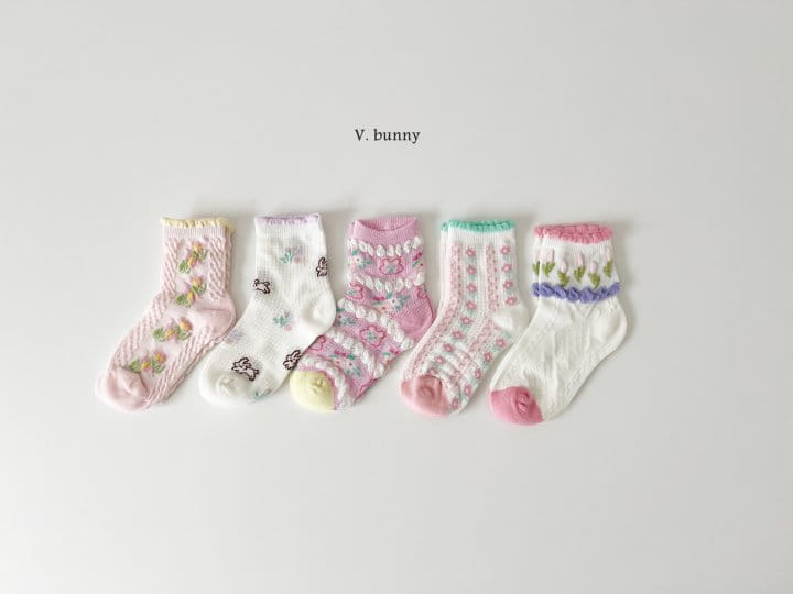 V Bunny - Korean Children Fashion - #fashionkids - Flower Bubble Socks Set