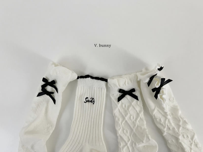 V Bunny - Korean Children Fashion - #kidsshorts - Terry Ribbon Socks Set - 3