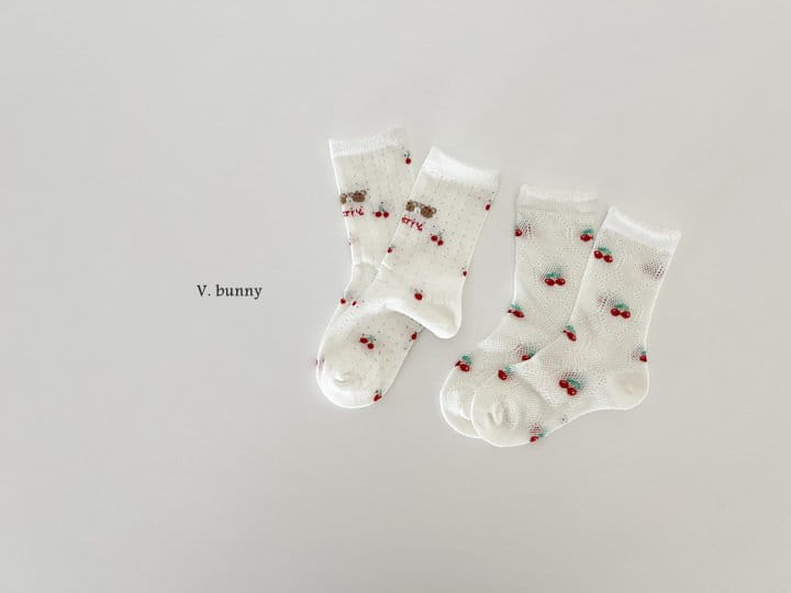 V Bunny - Korean Children Fashion - #kidsshorts - Cherry Socks Set - 9