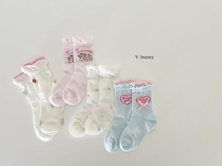 V Bunny - Korean Children Fashion - #kidsshorts - Cute Bunny Socks Set - 7
