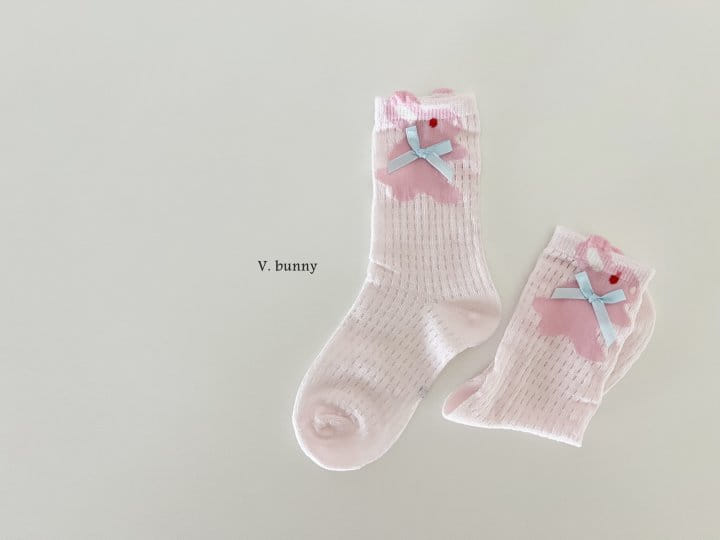 V Bunny - Korean Children Fashion - #kidsshorts - Two Ribbon Socks Set - 6