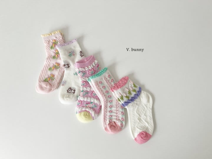 V Bunny - Korean Children Fashion - #kidsshorts - Flower Bubble Socks Set - 2