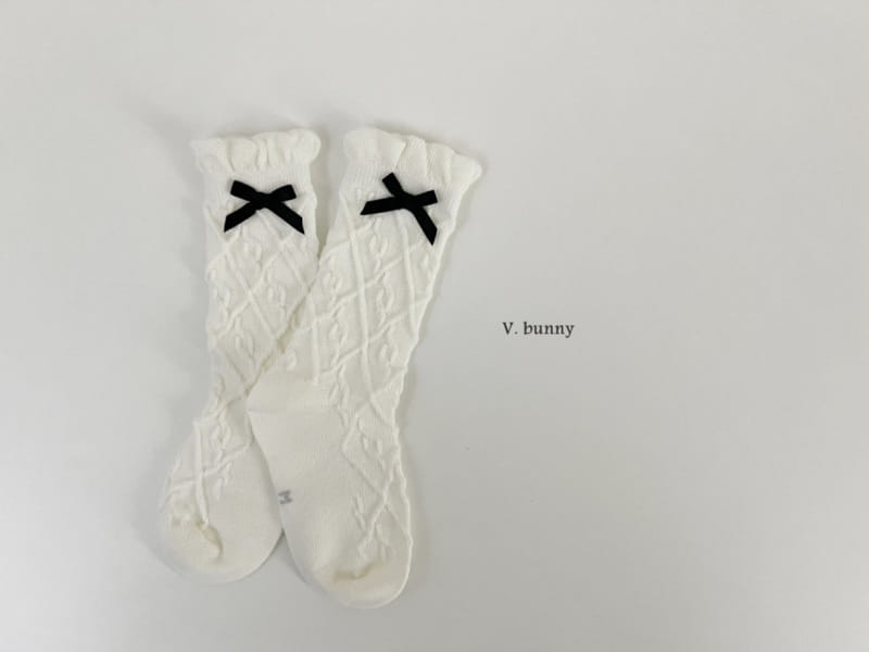 V Bunny - Korean Children Fashion - #kidsshorts - Terry Ribbon Socks Set - 4