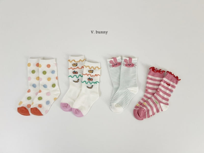 V Bunny - Korean Children Fashion - #kidsstore - Banana Socks Set - 10