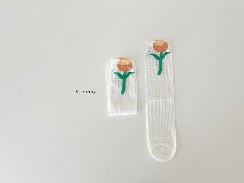 V Bunny - Korean Children Fashion - #kidsstore - One Flower Socks Set - 3