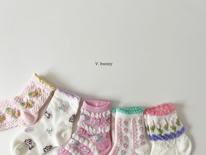 V Bunny - Korean Children Fashion - #kidsstore - Flower Bubble Socks Set - 3